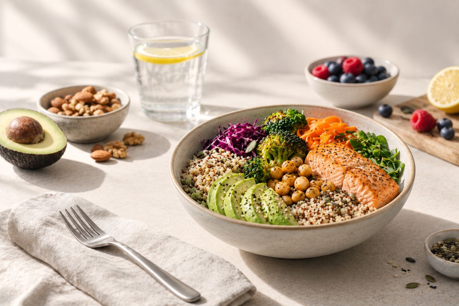 Gesunde Buddha-Bowl mit frischen Zutaten
