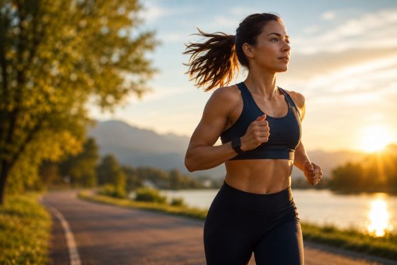 maximale Sauerstoffaufnahme (VO₂max): Frau beim Joggen