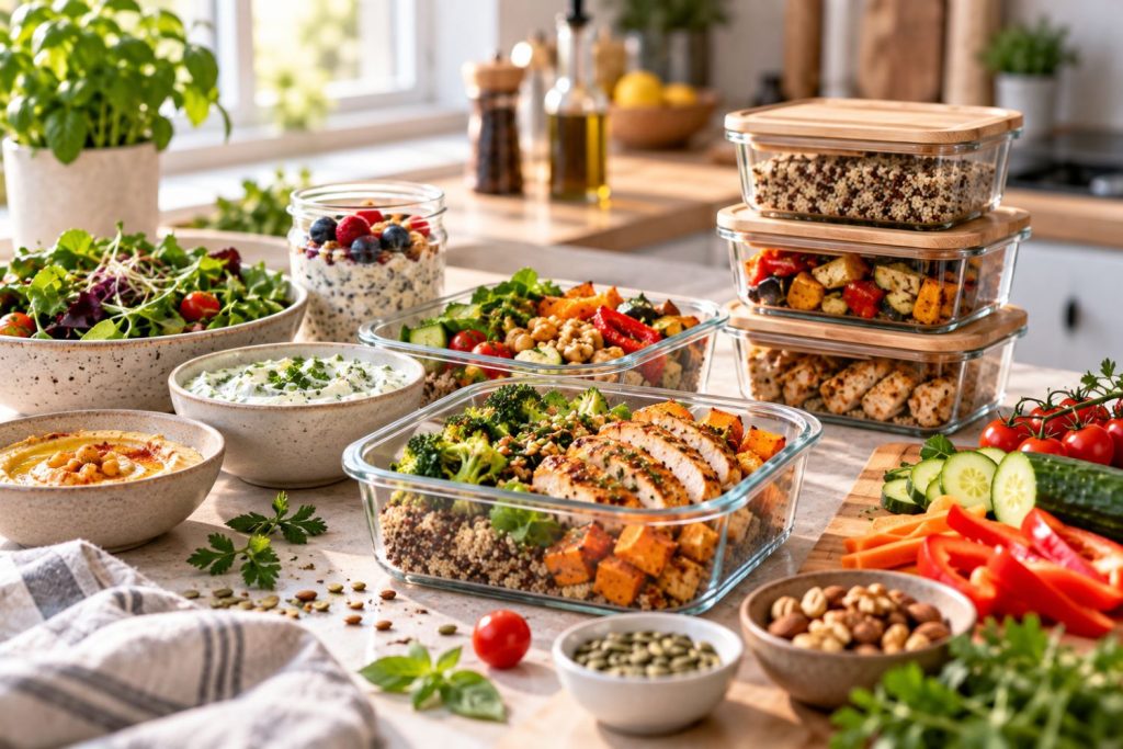 Dosen mit vorbereitetem Essen